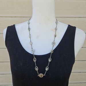 Sigrid Olsen gold tone station necklace with beads and imagery